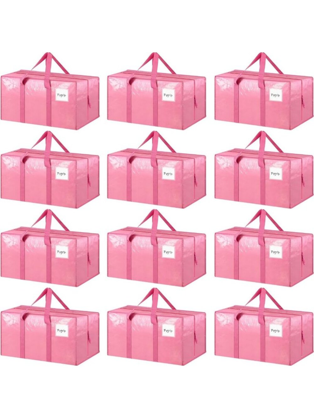 12 Pack Heavy Duty Large Moving Bags with Strong Zipper - Durable & Stylish Pink